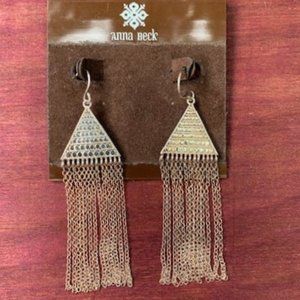 Amazing Anna Beck Earrings!  3 1/4" drop gold on silver